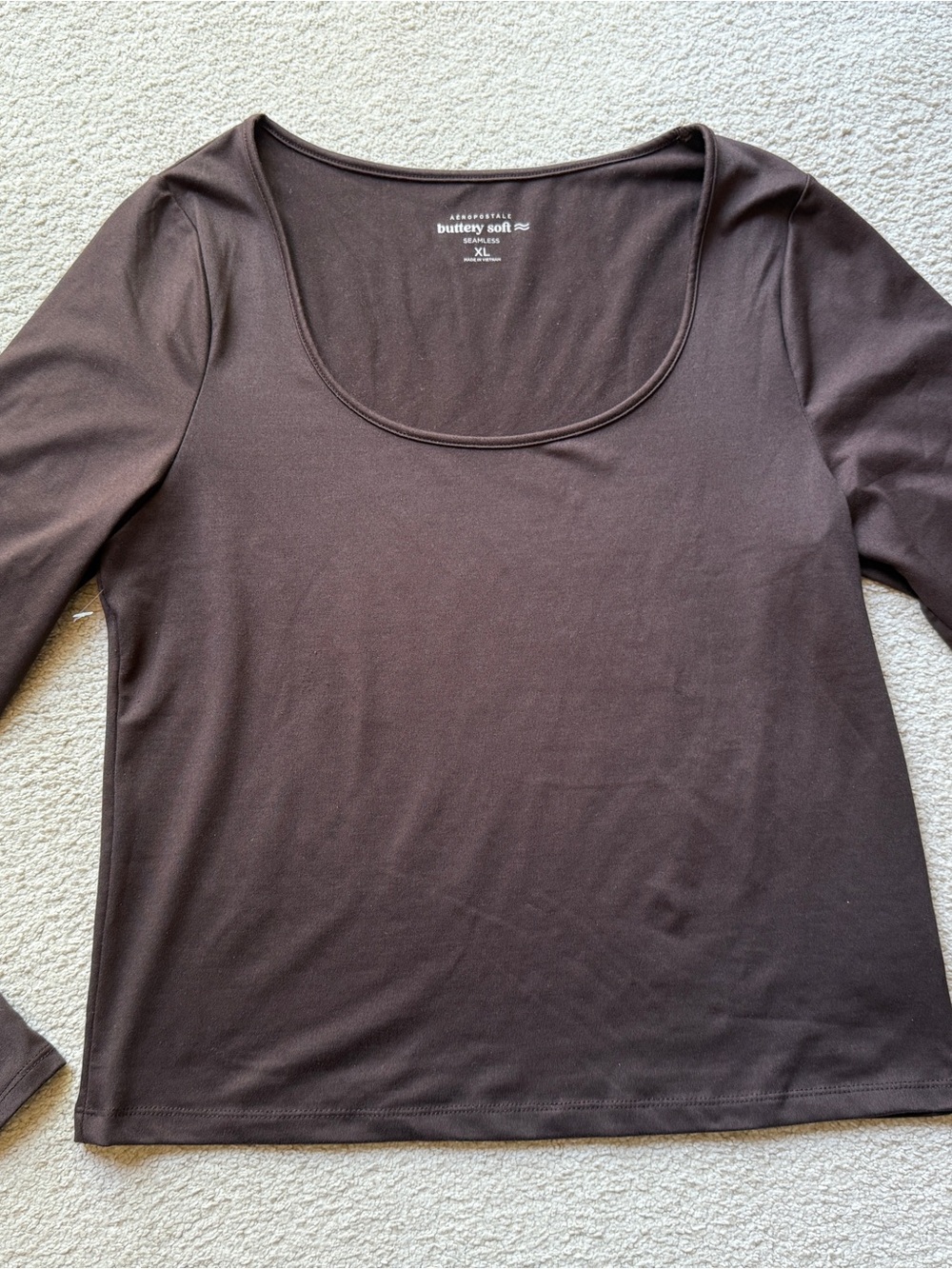 Aeropostale Buttery Soft Seamless Long Sleeve Top Tee Shirt Brown Women’s XL New